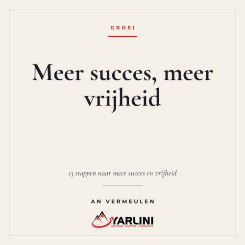 Cover eBook 13 stappen naar meer succes en vrijheid van An Vermeulen, Yarlini meer succes en vrijheid als ondernemer