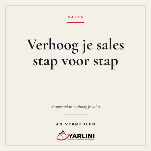 Cover eBook Stappenplan verhoog je sales van An Vermeulen, Yarlini sales verhogen